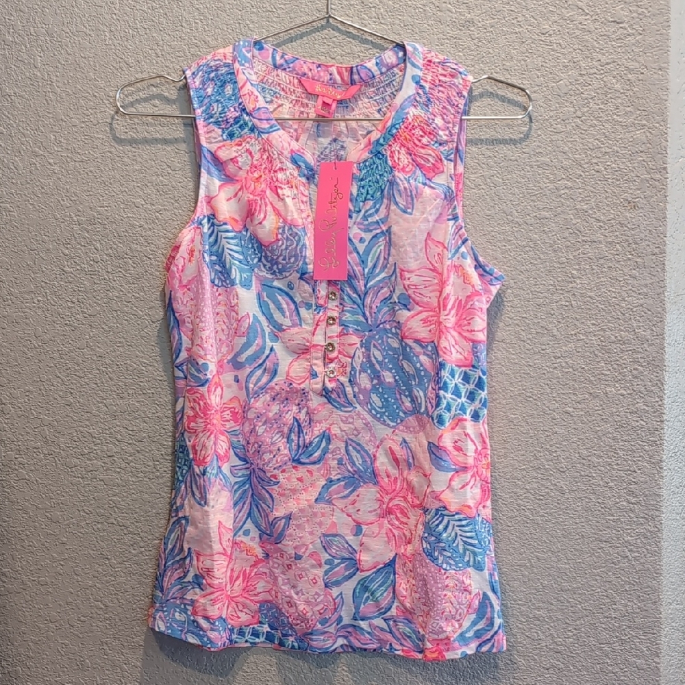 Lilly Pulitzer Pink and Blue Floral Tank Top